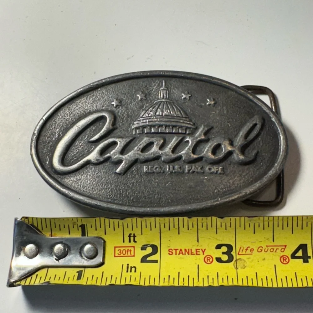 Vintage 1970s Capitol Records Rock Men’s Indiana Metal Craft Belt Buckle RARE - Picture 5 of 6